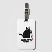 Étiquette À Bagage Chat Qu'est-ce que_ Drôle Chat Noir (Devant Vertical)