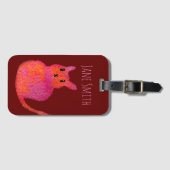 Étiquette À Bagage Chat rose funky chaton mignonette (Devant Horizontal)