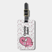 Étiquette À Bagage Chat rose Monogramme C Enfants Voyageur (Devant Vertical)