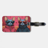 Étiquette À Bagage Chat Sphynx avec Roses de Saint-Valentin (Dos horizontal)