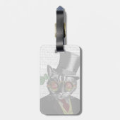 Étiquette À Bagage Chat Steampunk - Chapeau supérieur et verres jaune (Dos Vertical)