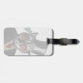 Étiquette À Bagage Chat Steampunk - Chapeau supérieur et verres jaune (Dos horizontal)