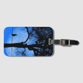 Étiquette À Bagage Chat sur une lune bleue fil (Devant Horizontal)