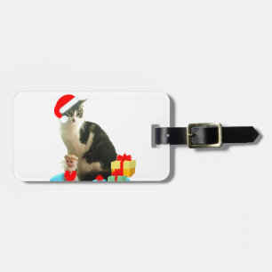 Étiquette À Bagage chat tigré de Noël et joli petit ange