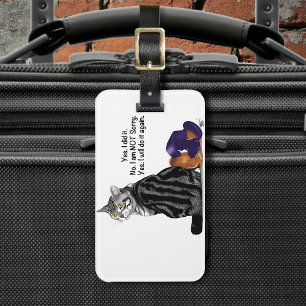 Étiquette À Bagage Chat tigré drôle défiant sans remords