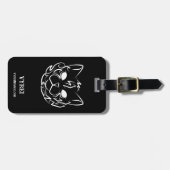 Étiquette À Bagage Chat tribal noir et blanc (Devant horizontal)