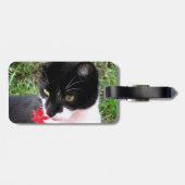 Étiquette À Bagage Chat Tuxedo génial dans le jardin (Dos horizontal)