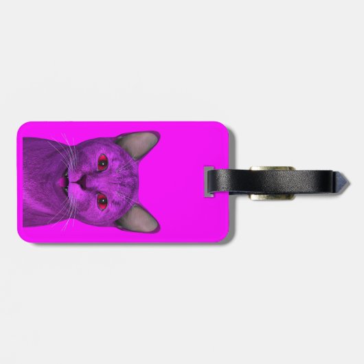 Étiquette À Bagage Chat violet cool (Dos horizontal)