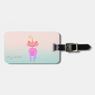 Étiquette À Bagage Chat Whimsical Fille Moderne