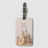 Étiquette À Bagage Château de Sable de Crème de Plage (Devant Vertical)