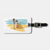 Étiquette À Bagage Château de sable de plage (Devant horizontal)