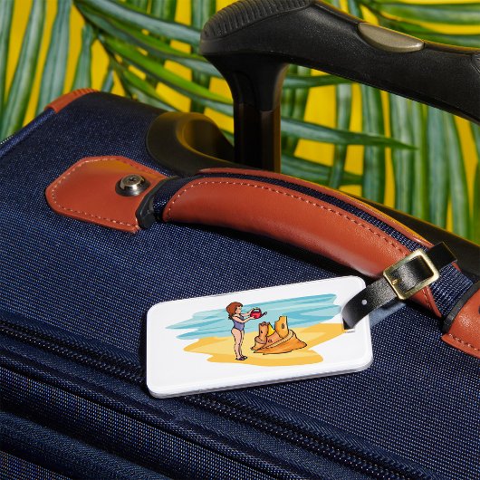 Étiquette À Bagage Château de sable de plage