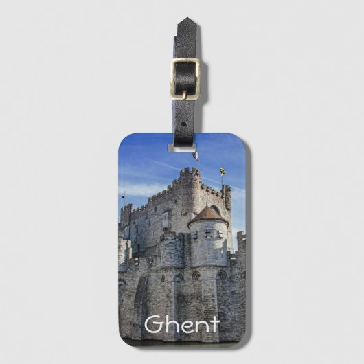 Étiquette À Bagage Château des Comtes de Gand. (Devant Vertical)
