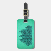 Étiquette À Bagage Château vert turquoise (Devant Vertical)