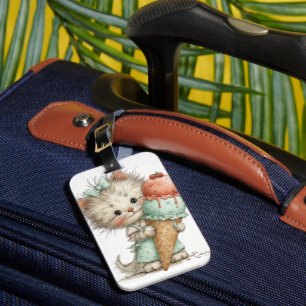 ÉTIQUETTE À BAGAGE CHATON THÉMATIQUE ÉTÉ FANTAISISTE MIGNON
