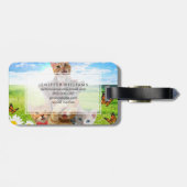 Étiquette À Bagage Chatons amusants dans le champ vert. (Dos horizontal)