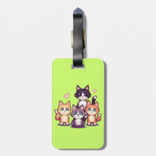 Étiquette À Bagage Chatons Colorés Pixelisés 
