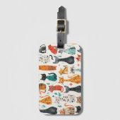 Étiquette À Bagage Chats à motifs (Devant Vertical)