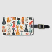 Étiquette À Bagage Chats à motifs (Devant Horizontal)