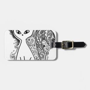 Étiquette À Bagage Chats à motifs floraux amusants