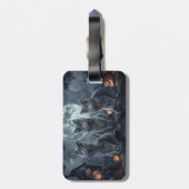 Étiquette À Bagage Chats Bleus Russe Halloween Éffrayant (Dos Vertical)