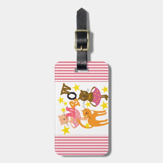 Étiquette À Bagage Chats dansants (Devant Vertical)