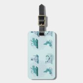 Étiquette À Bagage Chats de yoga vert (Devant Vertical)