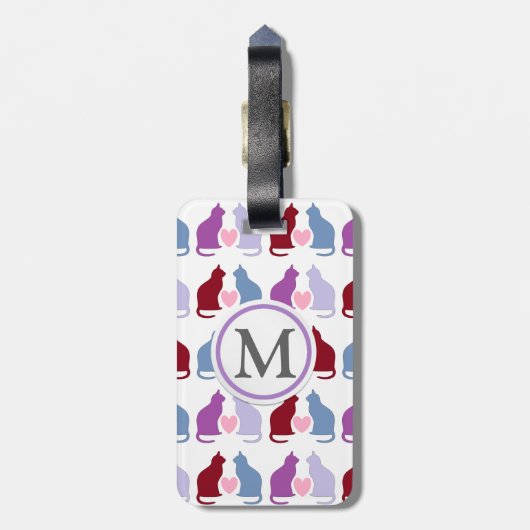 Étiquette À Bagage Chats et coeurs (Dos Vertical)