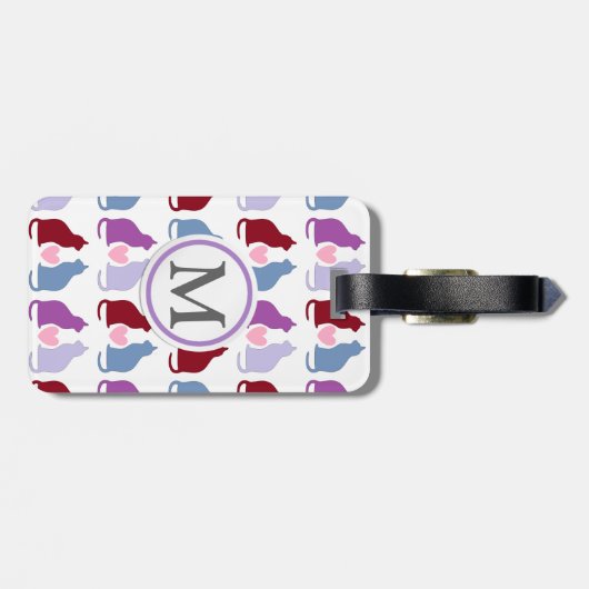 Étiquette À Bagage Chats et coeurs (Dos horizontal)