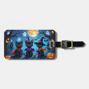 Étiquette À Bagage Chats noirs Citrouille Halloween drôle