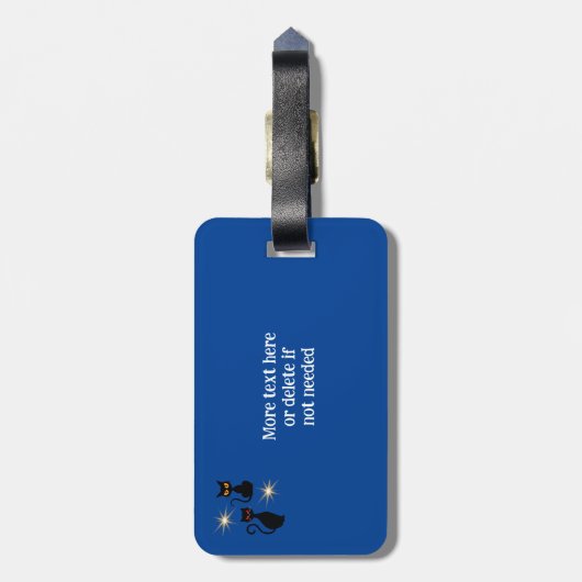 Étiquette À Bagage Chats noirs rétro avec starburst - message modifia (Dos Vertical)