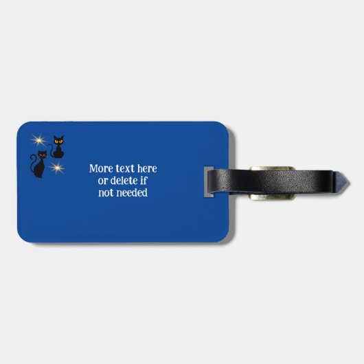 Étiquette À Bagage Chats noirs rétro avec starburst - message modifia (Dos horizontal)