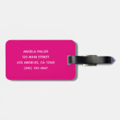 Étiquette À Bagage Chaud Rose Blanc Élégant Glam Signature Style Nom (Dos horizontal)