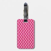 Étiquette À Bagage Chaud rose et Navy Chevron Zigzag Pois Monogramme (Dos Vertical)