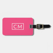 Étiquette À Bagage Chaud rose moderne Monogramme Initiales simples Ba (Devant horizontal)