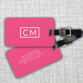 Étiquette À Bagage Chaud rose moderne Monogramme Initiales simples Ba