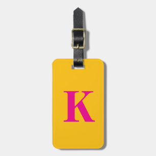 Étiquette À Bagage Chaud rose orange jaune Monogramme Nom Don 2025