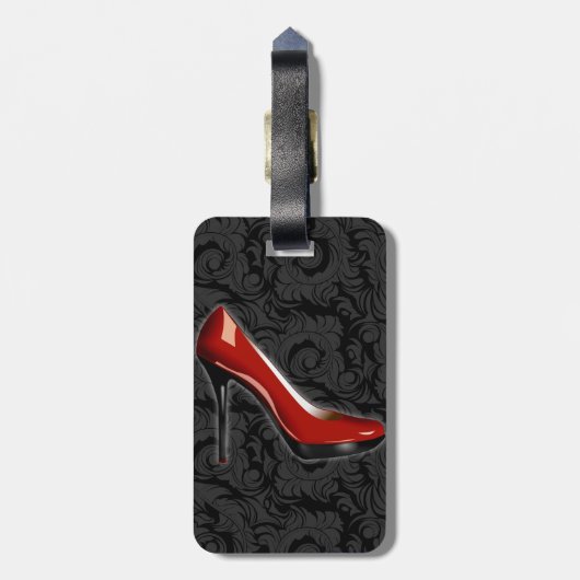 Étiquette À Bagage Chaussure rouge Sassy (Dos Vertical)