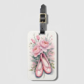 Étiquette À Bagage Chaussures et fleurs de ballon rose (Devant Vertical)