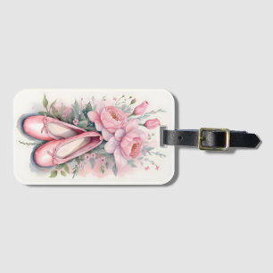 Étiquette À Bagage Chaussures et fleurs de ballon rose