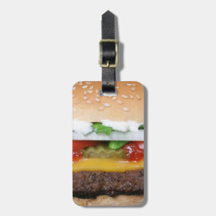 Étiquette À Bagage cheeseburger délicieux avec la photographie de