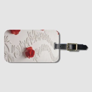 Étiquette À Bagage Chemin de Fleur Élégant Rouge Art Floral
