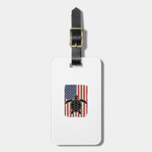 Étiquette À Bagage Chemise patriotique vintage tortue marine drapeau