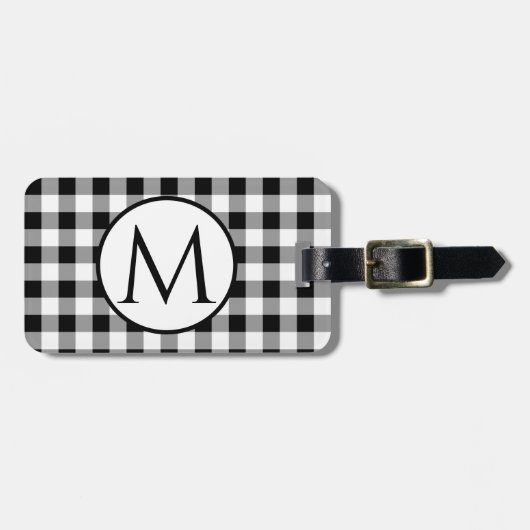 Étiquette À Bagage Chèque de bison noir et blanc (Devant horizontal)