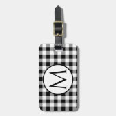 Étiquette À Bagage Chèque de bison noir et blanc (Devant Vertical)