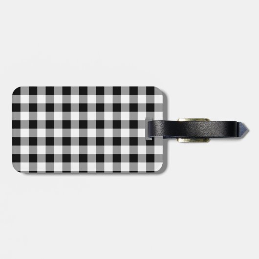 Étiquette À Bagage Chèque de bison noir et blanc (Dos horizontal)