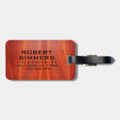 Étiquette À Bagage Cherry wood texture custom monoram. (Dos horizontal)