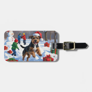 Étiquette À Bagage Chesapeake Bay Retriever Neige avec Chapeau de Noë