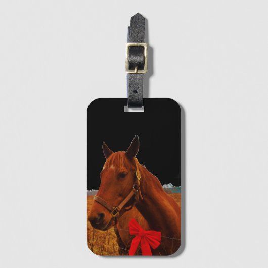 Étiquette À Bagage Cheval avec Bow rouge (Devant Vertical)