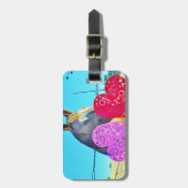 Étiquette À Bagage Cheval blanc et Brown Valentine Coeurs (Devant Vertical)